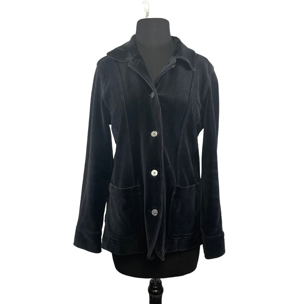Velvet By Graham & Spencer Womens Black Button Down Jacket Long Sleeve Medium